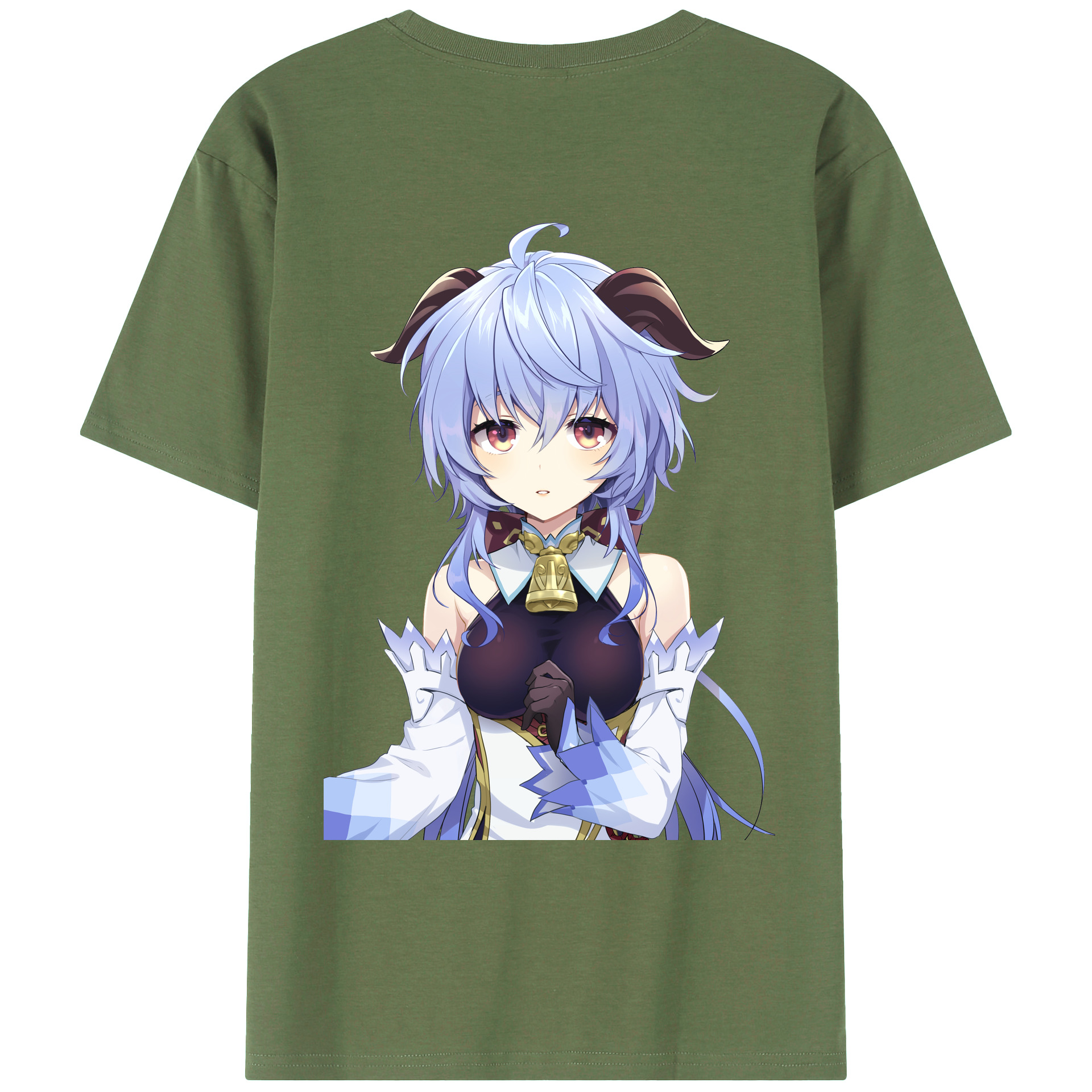 げんし神 甘雨 かんう genshin Ganyu 綿100％ メンズ半袖Tシャツ（バックプリント） 通気性